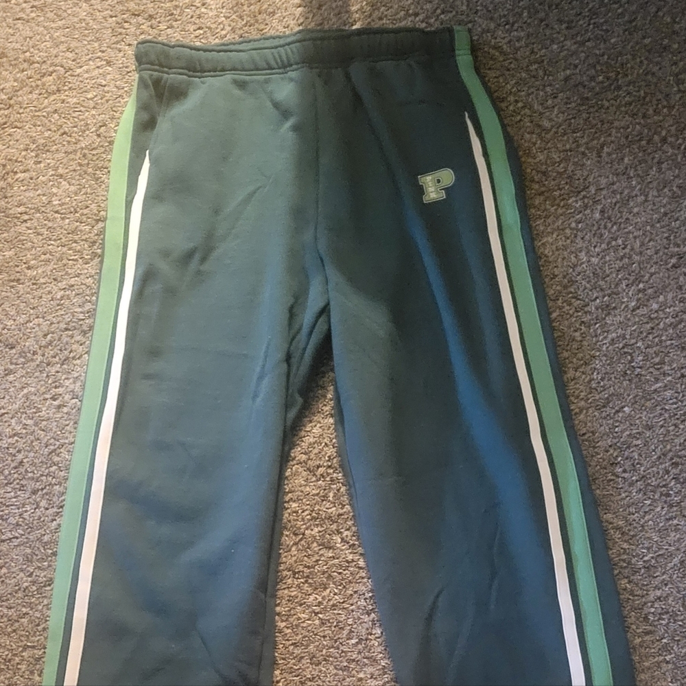 PINK Victoria's Secret Dark Green Joggers with Stripes